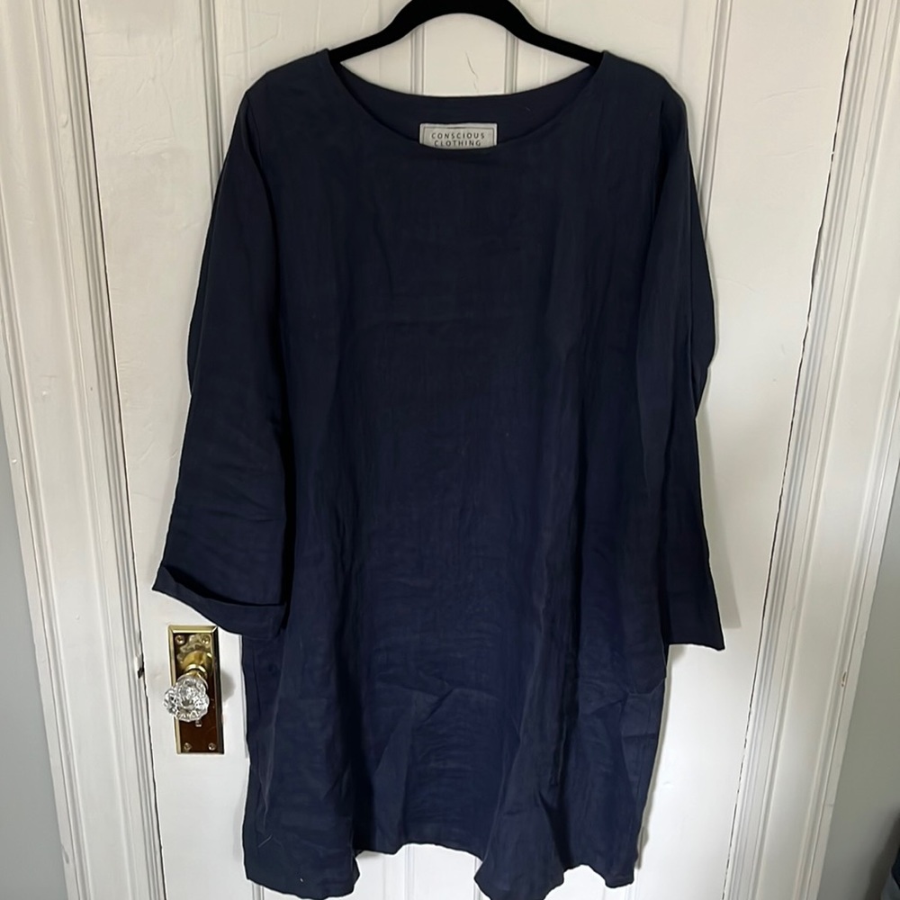 Navy Conscious Clothing 100% Linen Dress